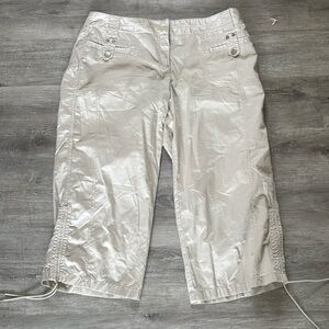Vtg Ann Taylor Loft 100% Cotton Cropped Cargo Pants Women's Size 10 Marissa Y2K